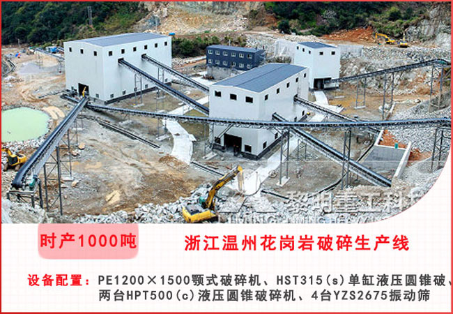 浙江溫州每小時1000噸花崗巖破碎生產線