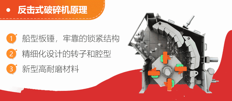 反擊式破碎機：進料粒度：0-700mm 生產(chǎn)能力：70-400噸/時 進料口尺寸：730-2030mm